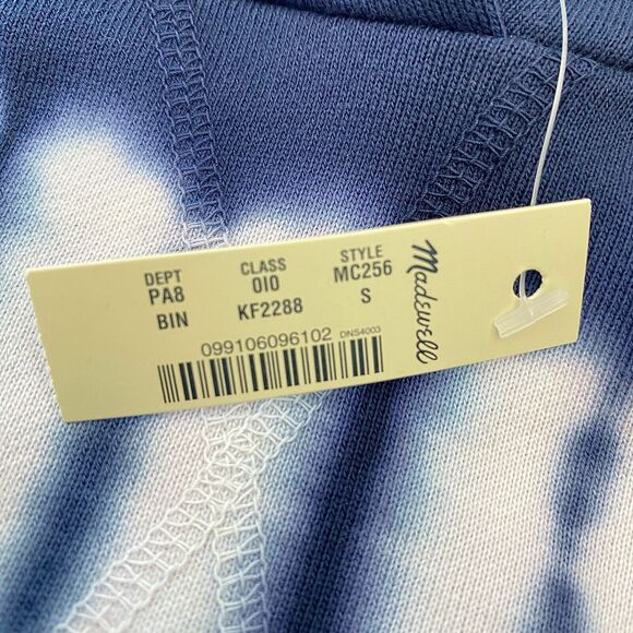NWT Madewell Blue Tie Dye Hoodie Sweatshirt Pullover 100% Cotton Womens Small - Picture 5 of 8